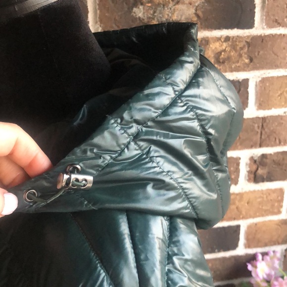 DKNY DONNA KARAN GREEN PACKABLE DOWN ANORAK JACKET - Picture 4 of 14